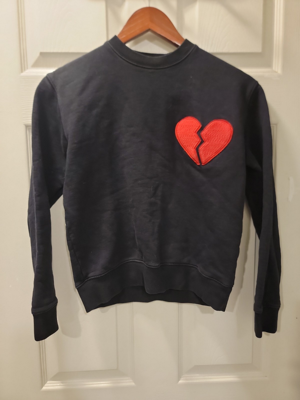 MSGM Felpa Broken Heart Sweatshirt Black Women’s Size Small Made in Italy