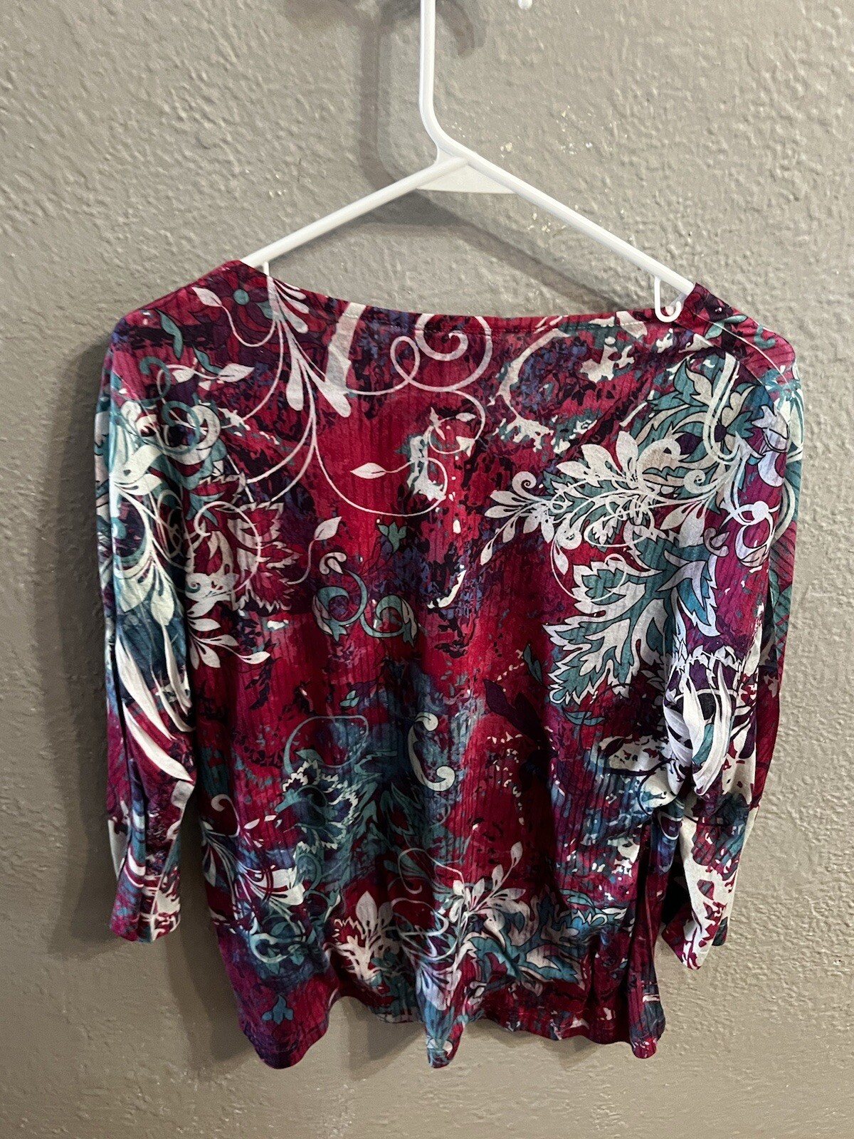 Breckenridge Size Medium Multicolored Print Shirt 3/4 Sleeve Womens