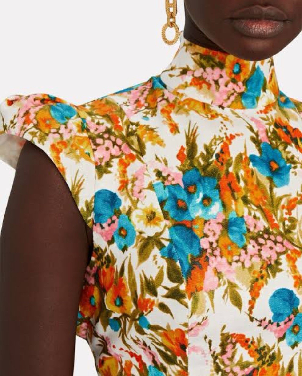 ZIMMERMANN Estelle Cropped Top Open back Floral Print Linen Cream Size 2 M🌻🌼🌺