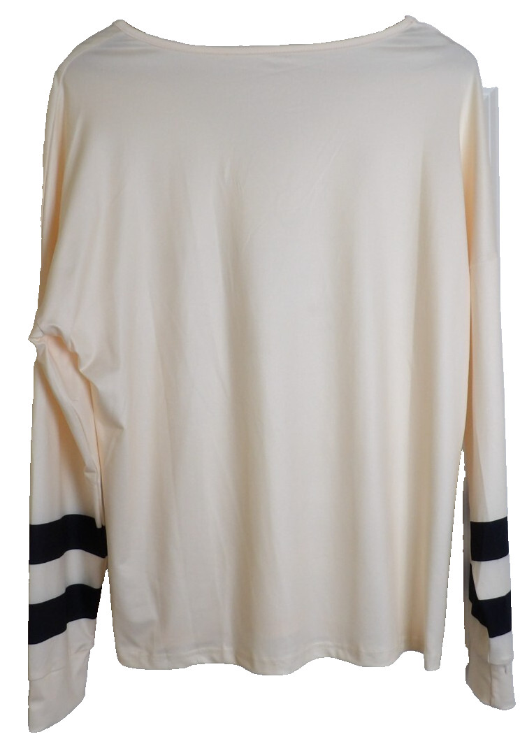 Ladies Long Sleeve Peach V Neck Over-Sized Top with Butterfly Accent NEW