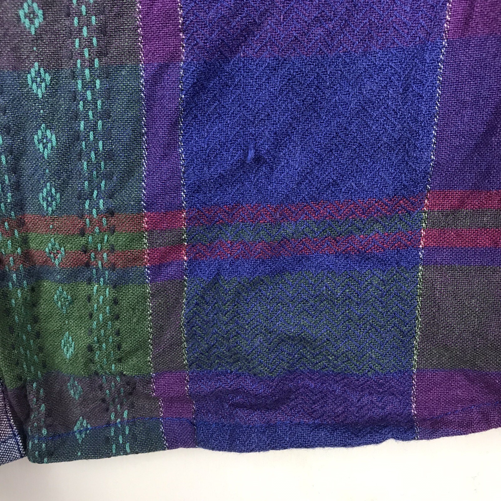 Cabin Creek Plaid Button Up Purple Blue Green Red Colorful 80s 90s Womens Large