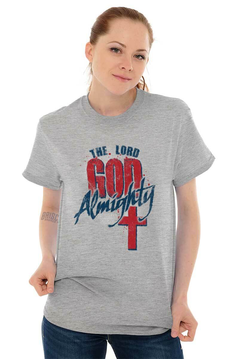 Christian Strong The Lord God Almighty Cross Womens or Mens Crewneck T Shirt Tee