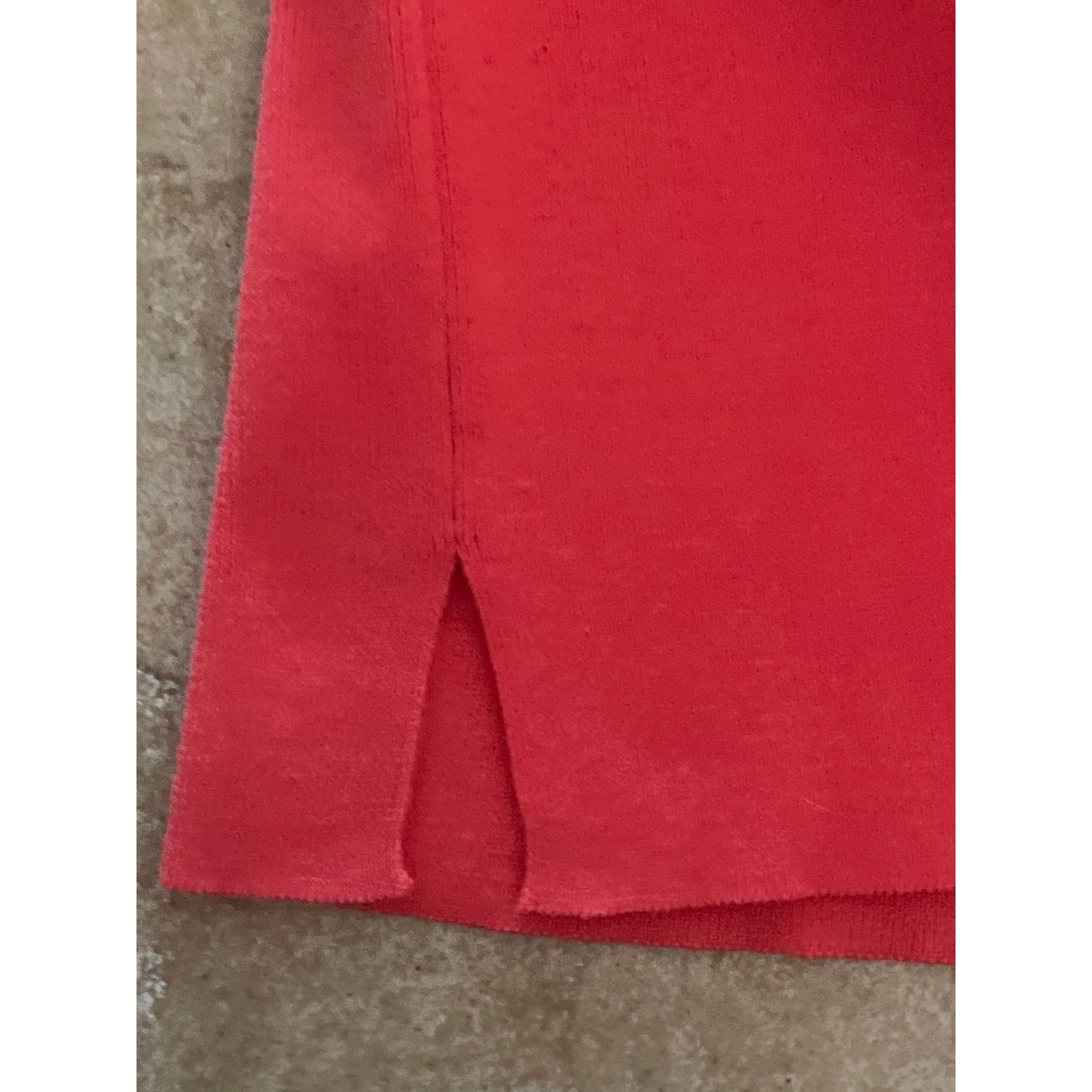 Liz Claiborne Coral Red Sleeveless Knit Top Notched V-Neck XL 100% Cotton