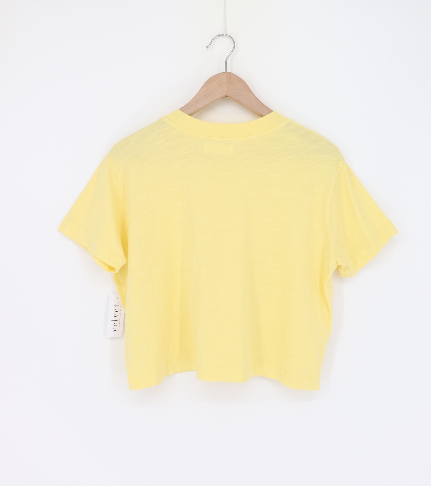 VELVET By Graham & Spencer Sabel Short Sleeve Crop Tee Lemon S $78 B6