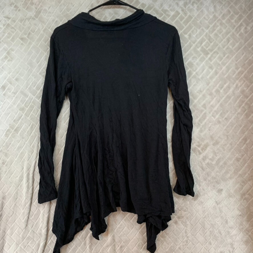 Linda Leal Womens M Tunic Top Black Long Sleeve Whimsy Goth Dark Fairy Slouchy