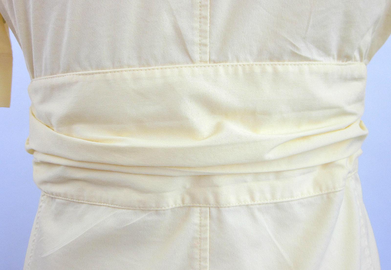 New York & Company Stretch Sz. 4 Bright Yellow Silver Horsebit Self Belt Blouse