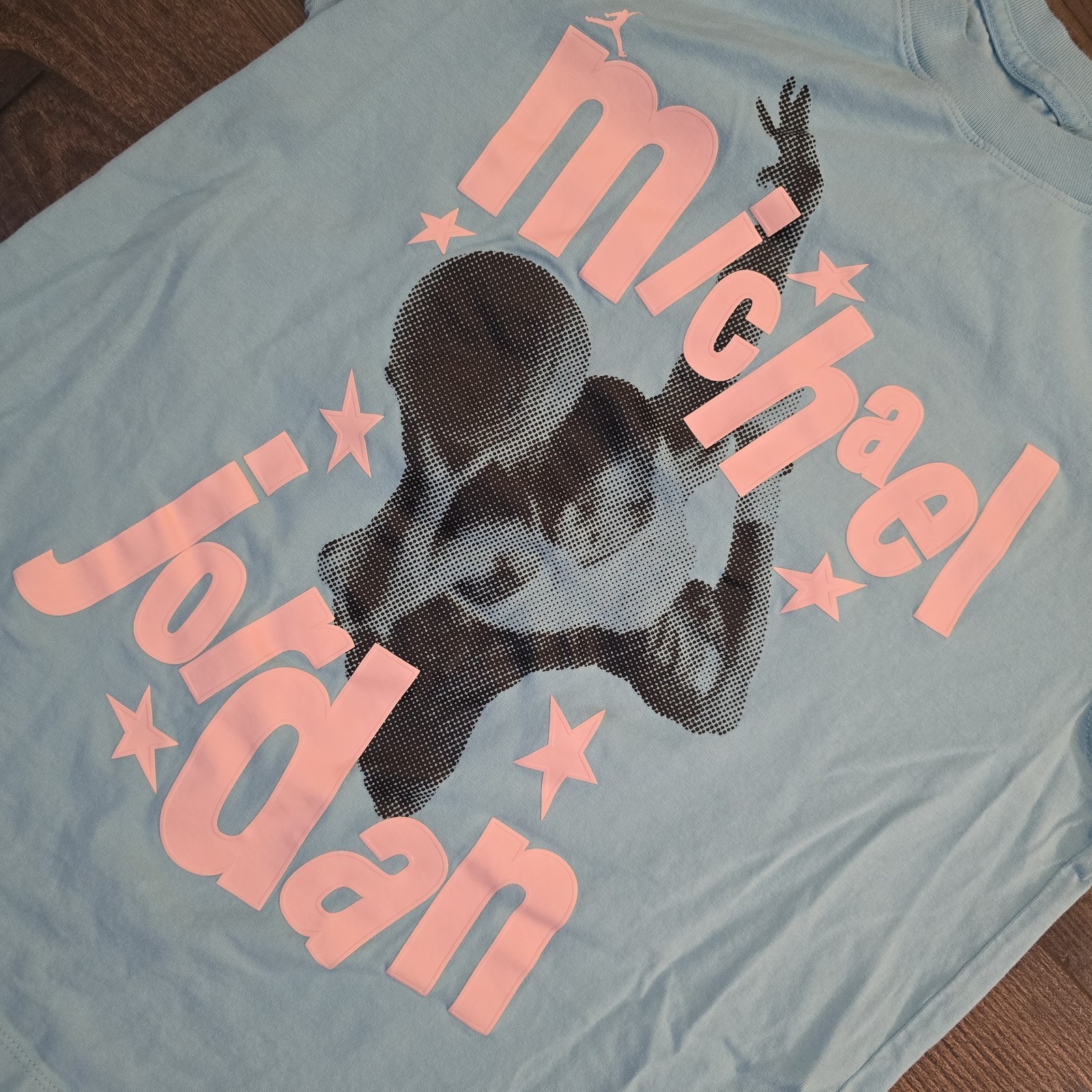 Air Jordan (Her)itage Womens S Michael Jordan T-Shirt Aqua Blue White 23 MJ
