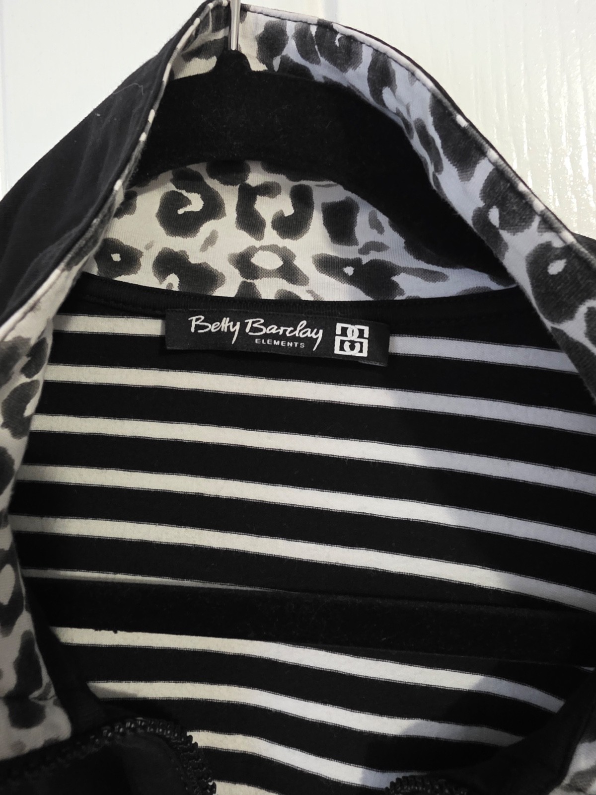 Betty Barclay Elements Black & White Jacket – Size L – Ruched Sleeve Detail