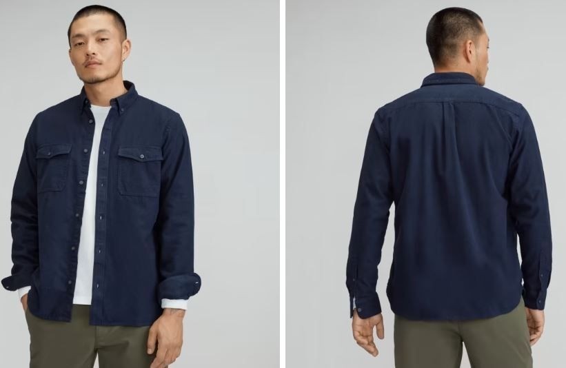 Everlane The Brushed Flannel Shirt Heather Navy Size XS NWT