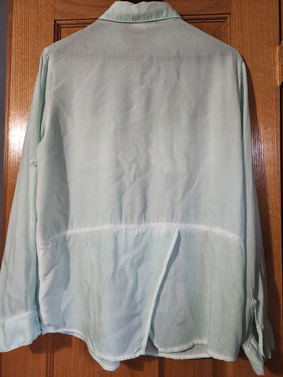BeachLunchLounge Blouse Button Down Womens Medium Pastel Mint Beach 100% Viscose