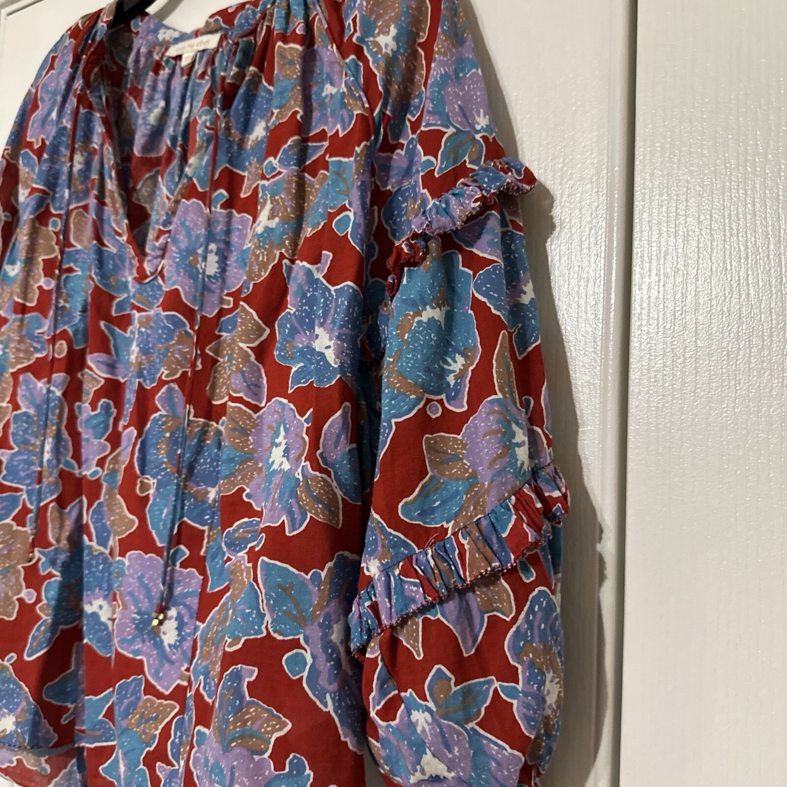 Love The Label Floral Botanical Floral Boho Balloon Puff Sleeve Top Size XS