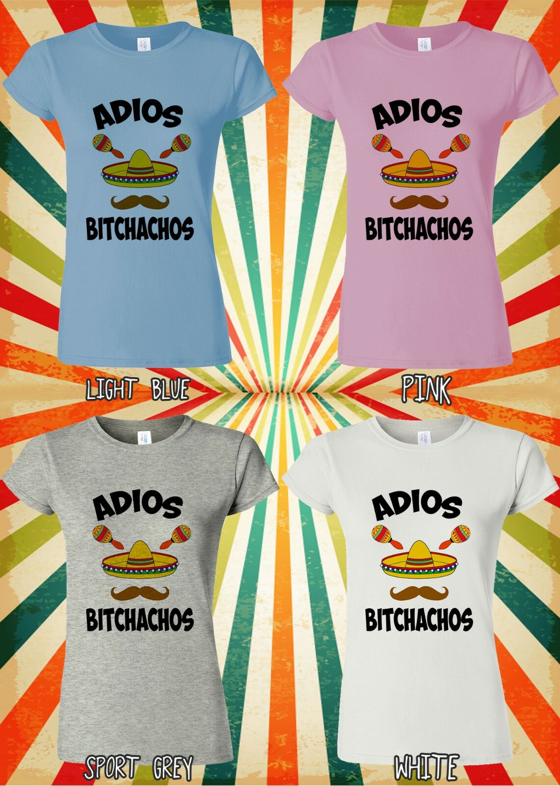ADIOS Bitchachos Mexican Moustache Men Women Vest Tank Top Unisex T Shirt 2174