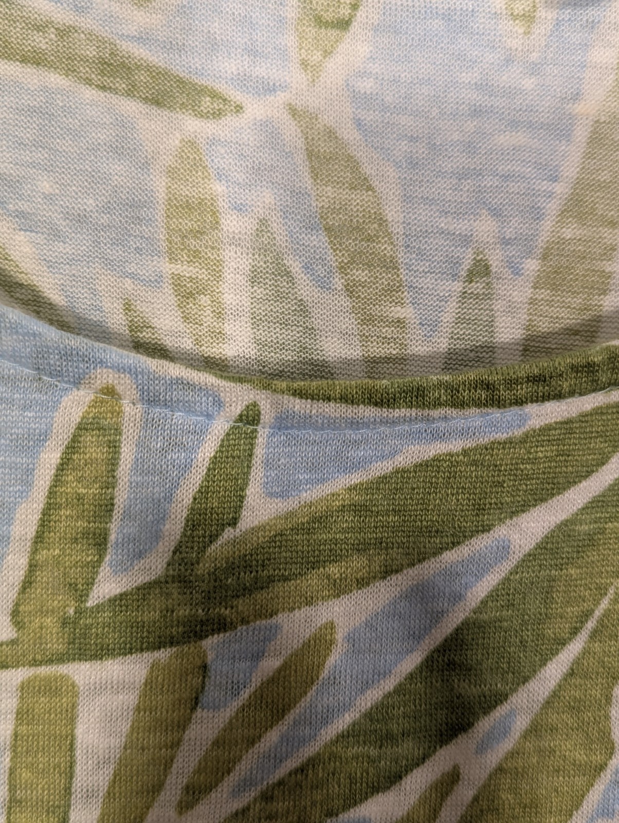 Sigrid Olsen W Top Linen XL Blue Green Print Tropical Beach Cruise Vacation