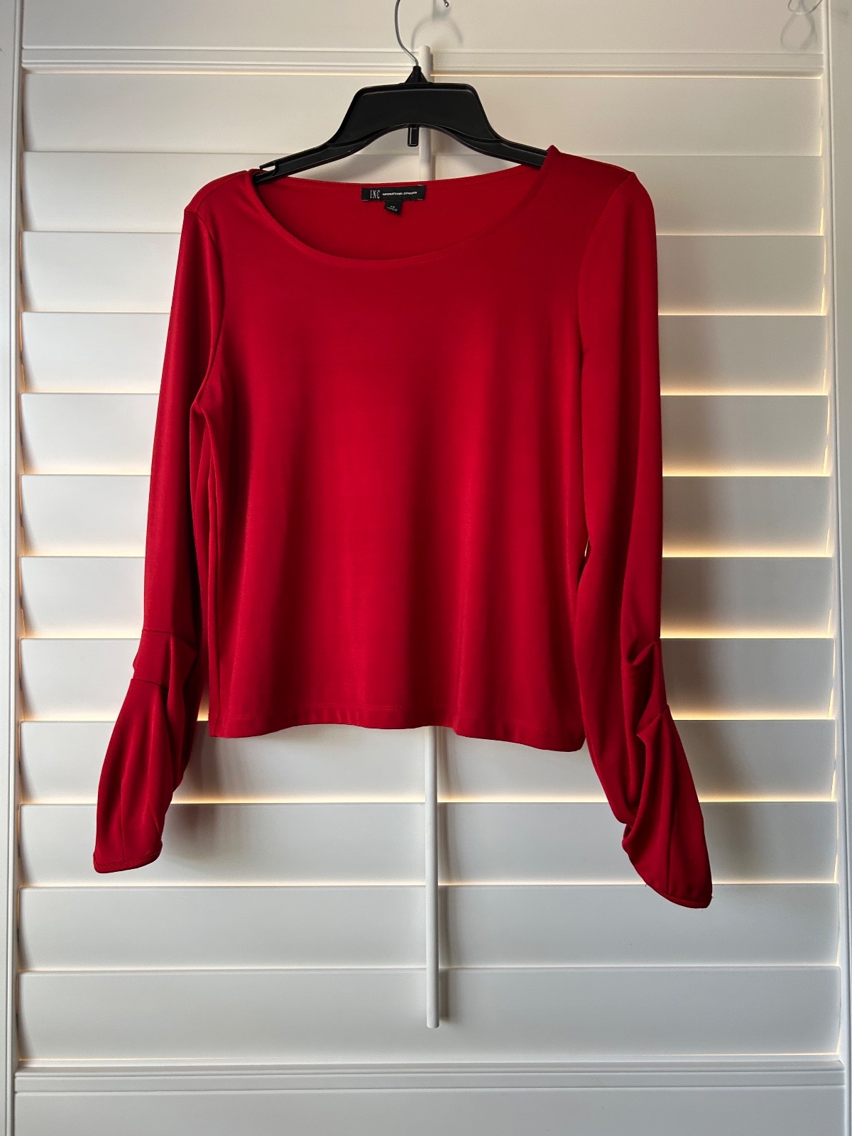 INC International Concepts Women’s Red Long Sleeve Blouse