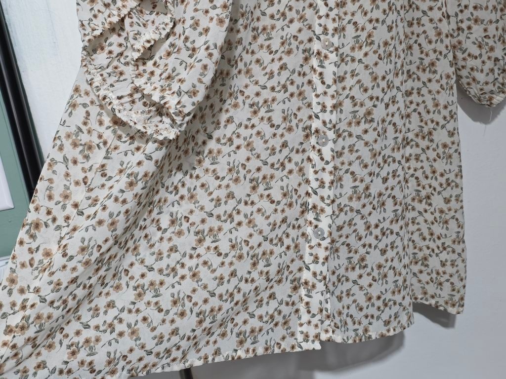 Women’s BIBI Floral Blouse Top, Size Unspecified, White & Brown
