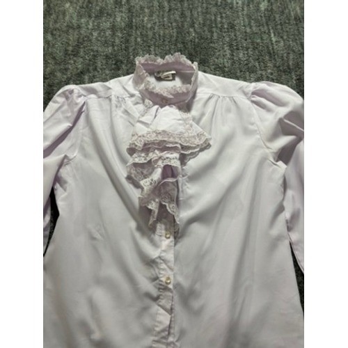 Rhapsody Lace Ruffle Blouse L Pink Victorian Cottagecore Top Vintage Style