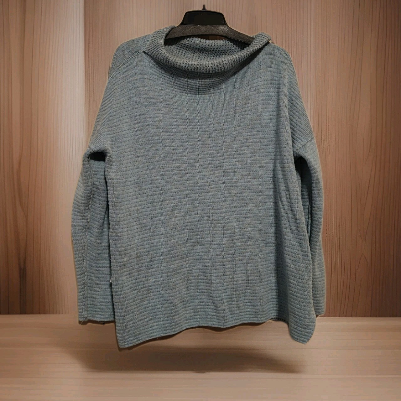 Eileen Fisher Peruvian Organic Cotton Blend Funnel Neck Sweater Sz Small Petite