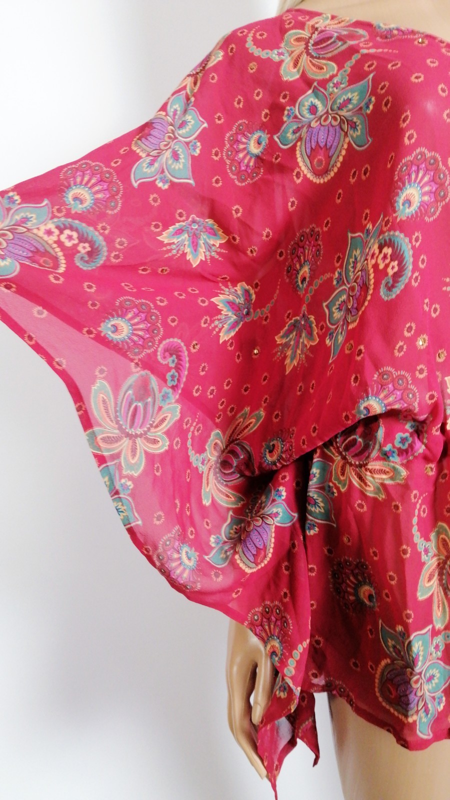 Butterfly by Matthew Williamson Kaftan Tunic 100% Silk Paisley Floral Boho M