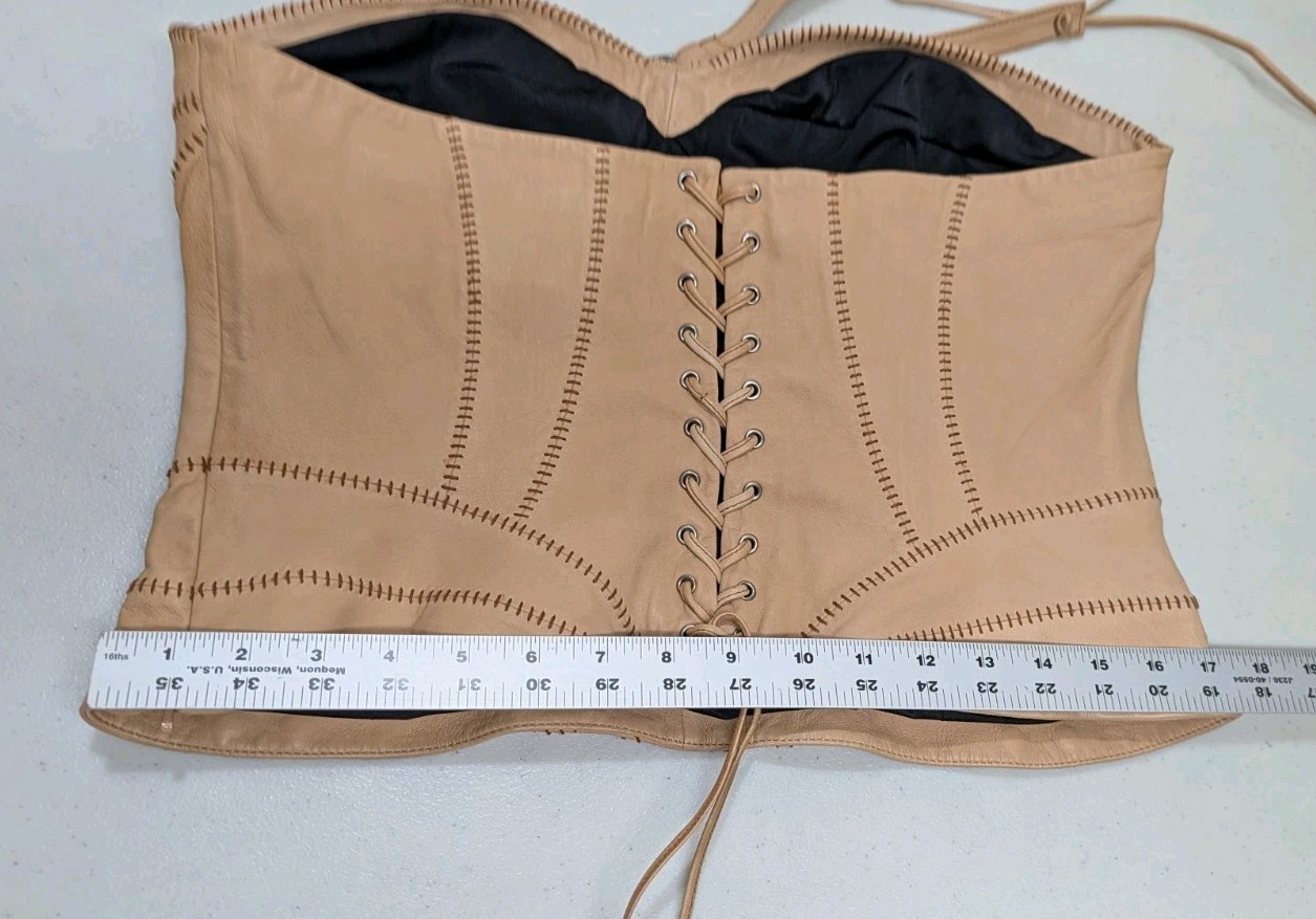Harley Davidson Leather Halter Corset Laced Top Shirt Womens Large 14 Motorcycle
