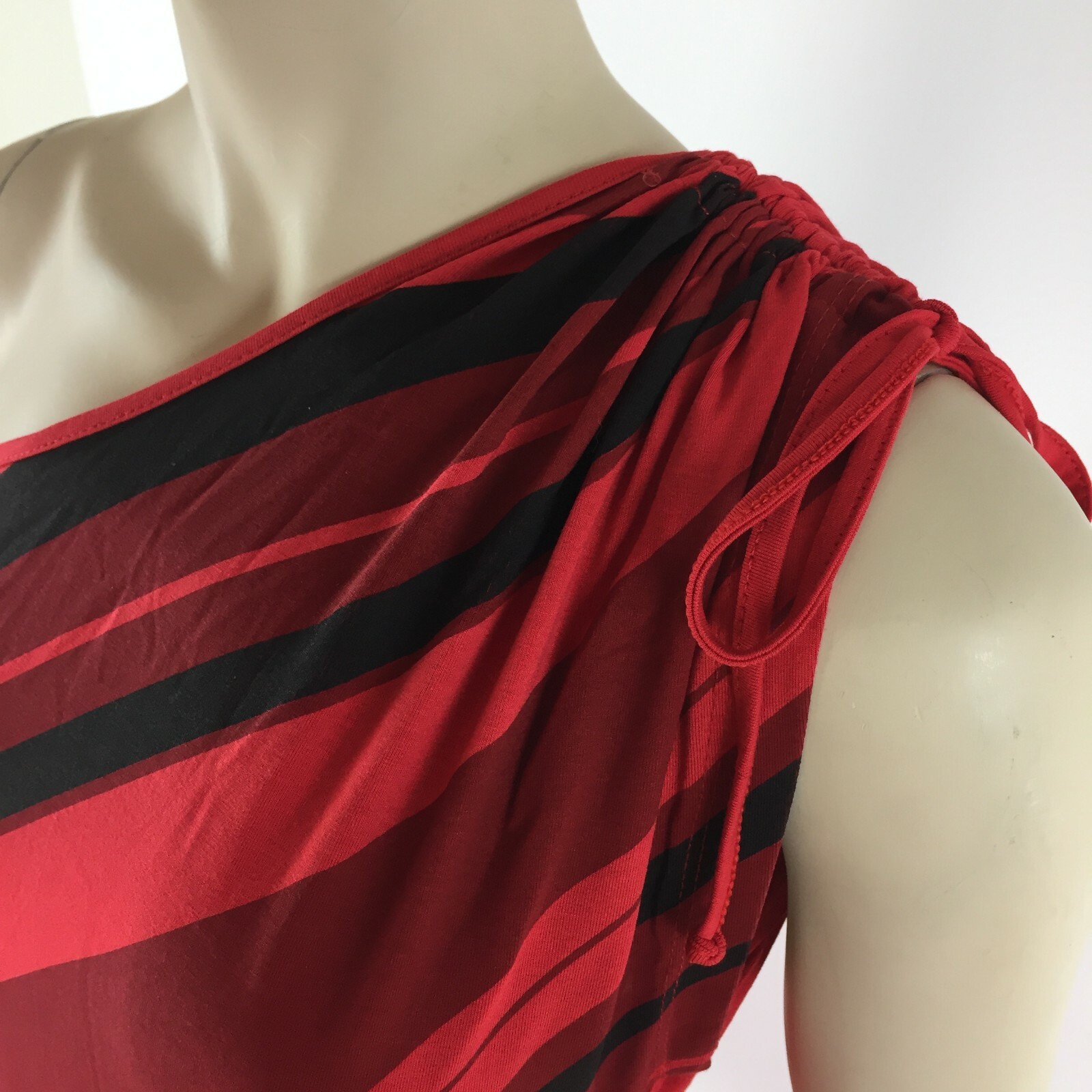Handara One Shoulder Top XL Womens Red Black Made in Brazil Blouse NWT
