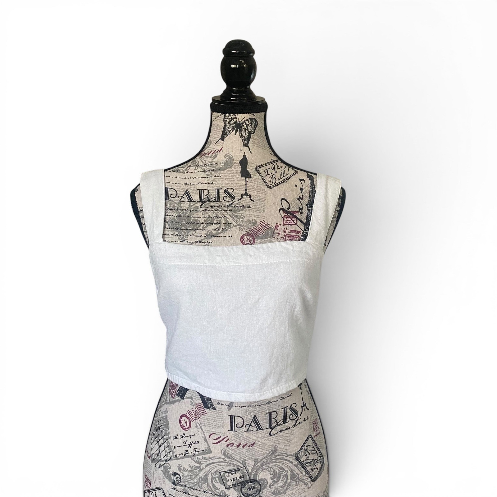 Abercrombie & Fitch Crop Top Womens Medium White Linen Blend Tie Back Tank
