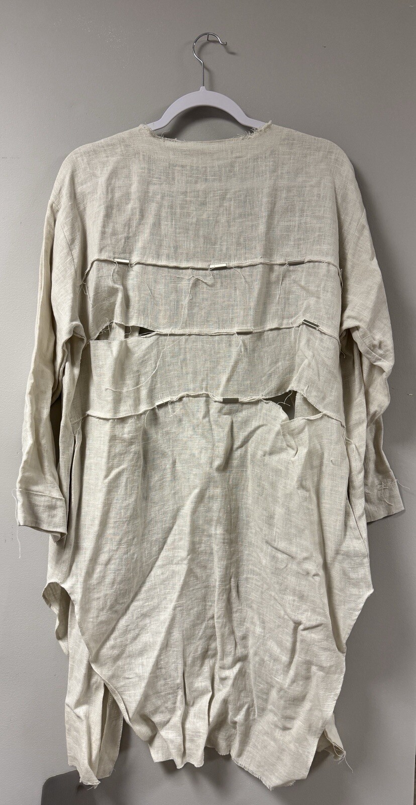 J. BASTING Linen Blend Button Up Shirt Dress Made in Korea Size Small