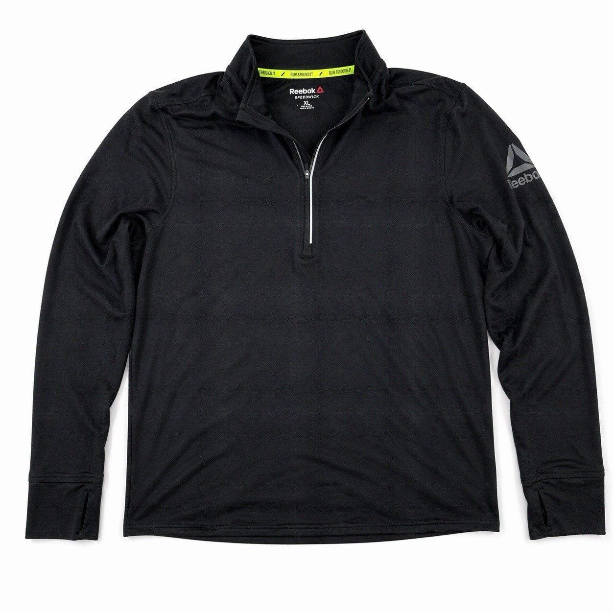 Reebok Speedwick Womens XL 1/4 Zip Pullover Black Running Gym Top Athletic