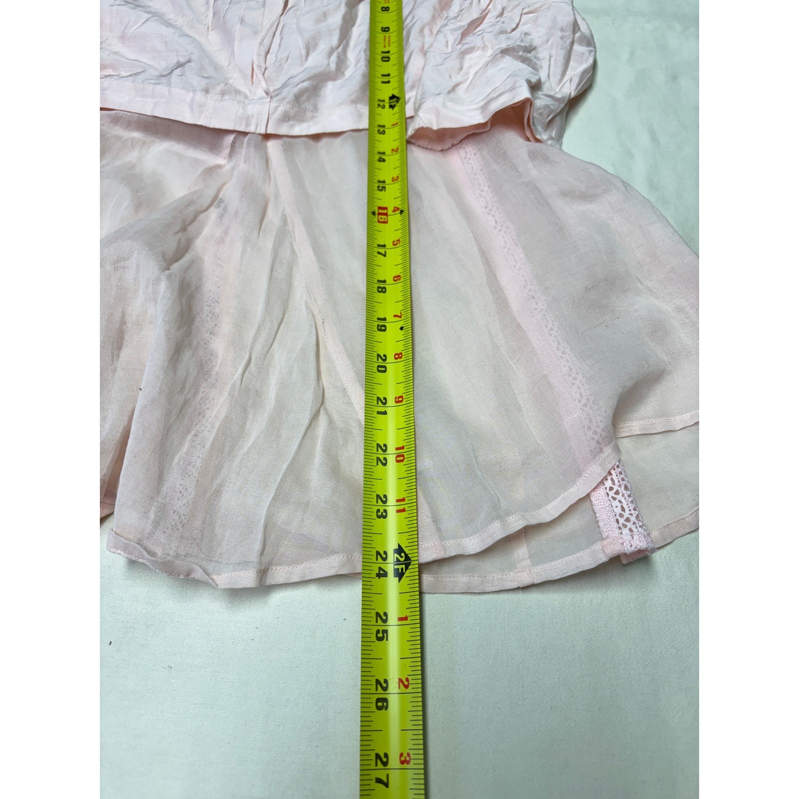 NWT Free People Pink Rose Viscose Silk Blend Layered Lace Trim Tunic Top Size 8