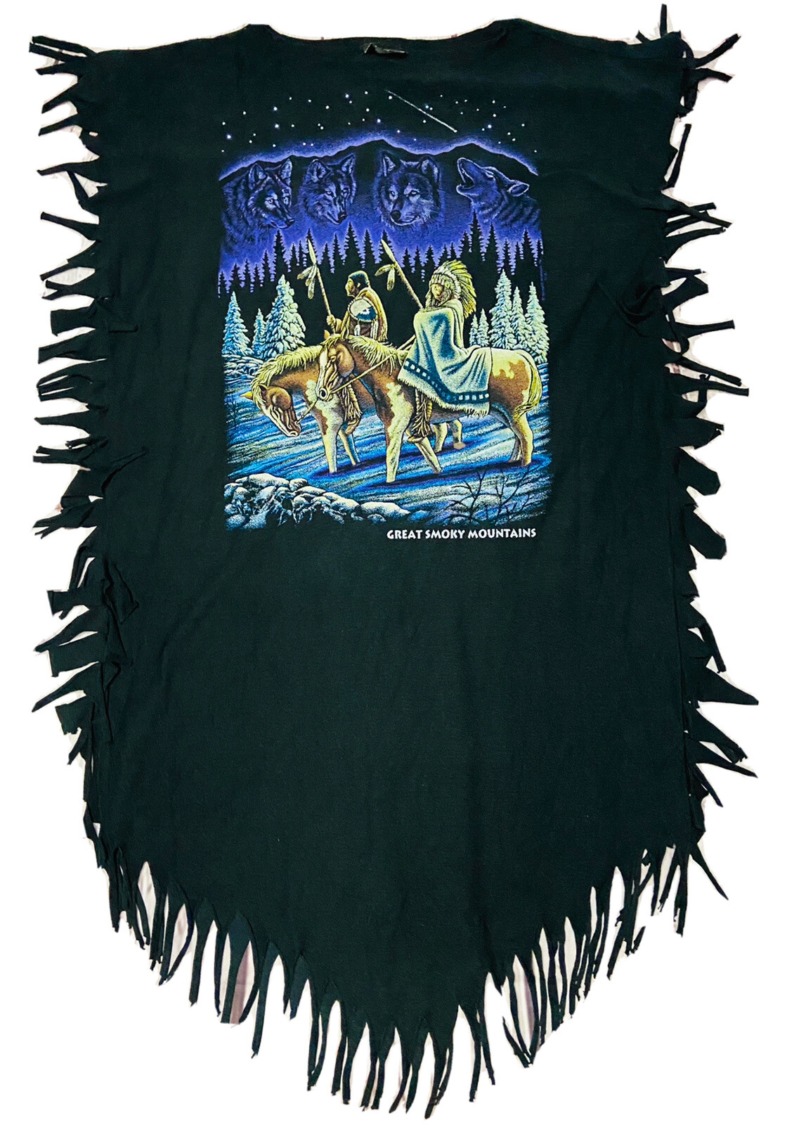 *VINTAGE* Bear Tops Women Smoky Mountains Fringe Shirt/Dress; Made in USA; OSFA