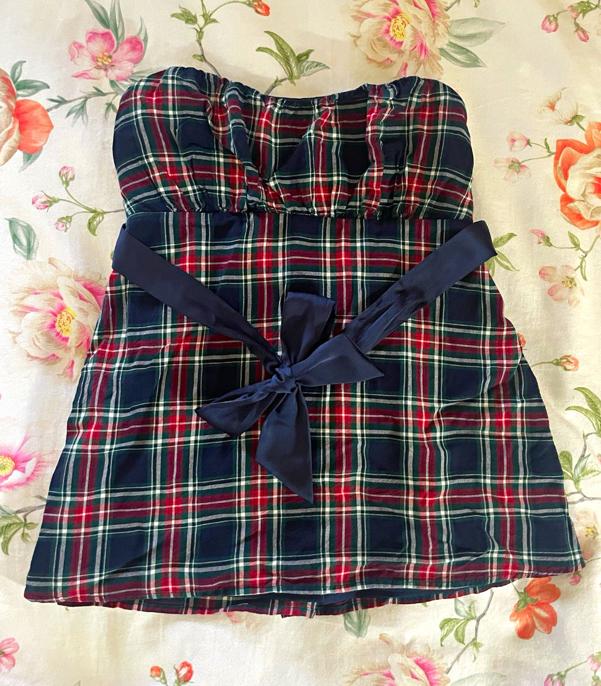Hollister Plaid Corset Style Tube Top XS