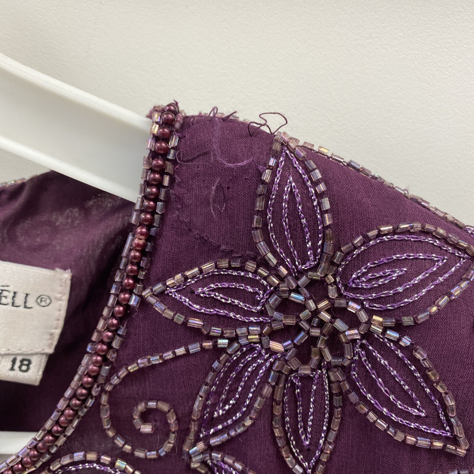 Adrianna Papell 18W Plus Size Top Evening Beaded 100% Silk Occasions purple