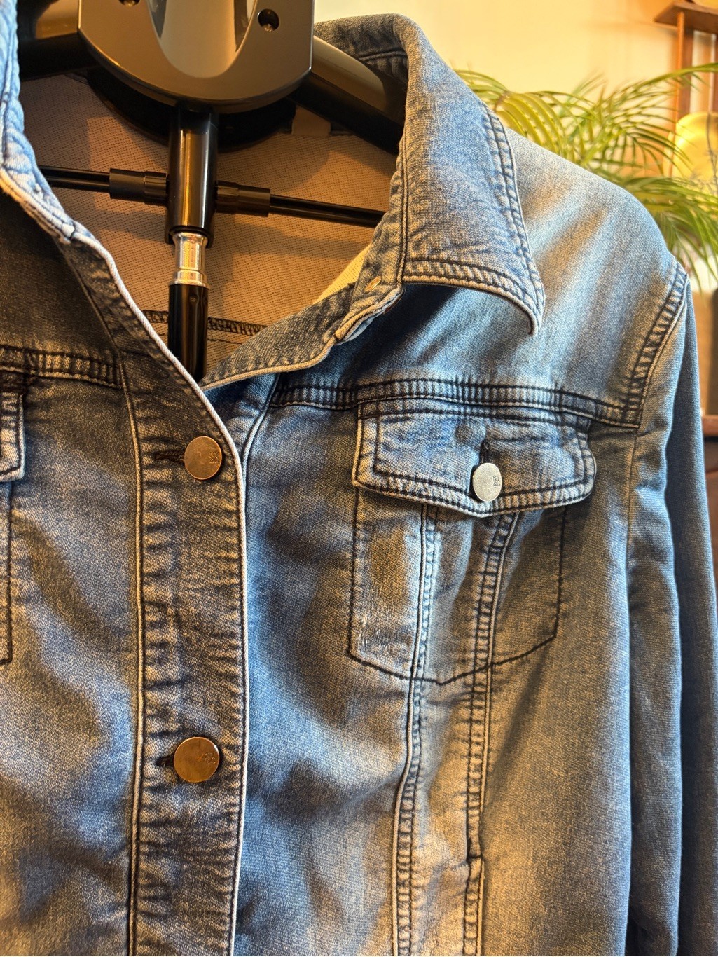 New York & Company Light Blue Denim Jacket L