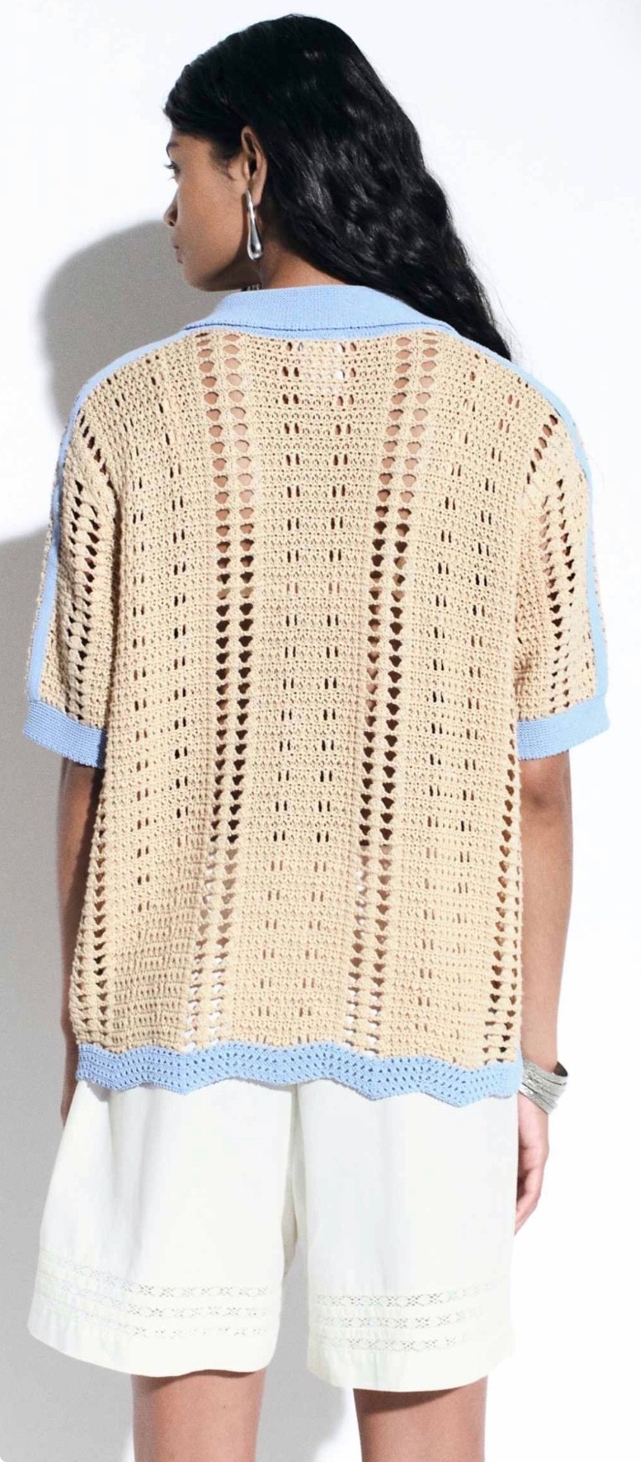 Adidas Originals x ASOS polo top in beige crochet