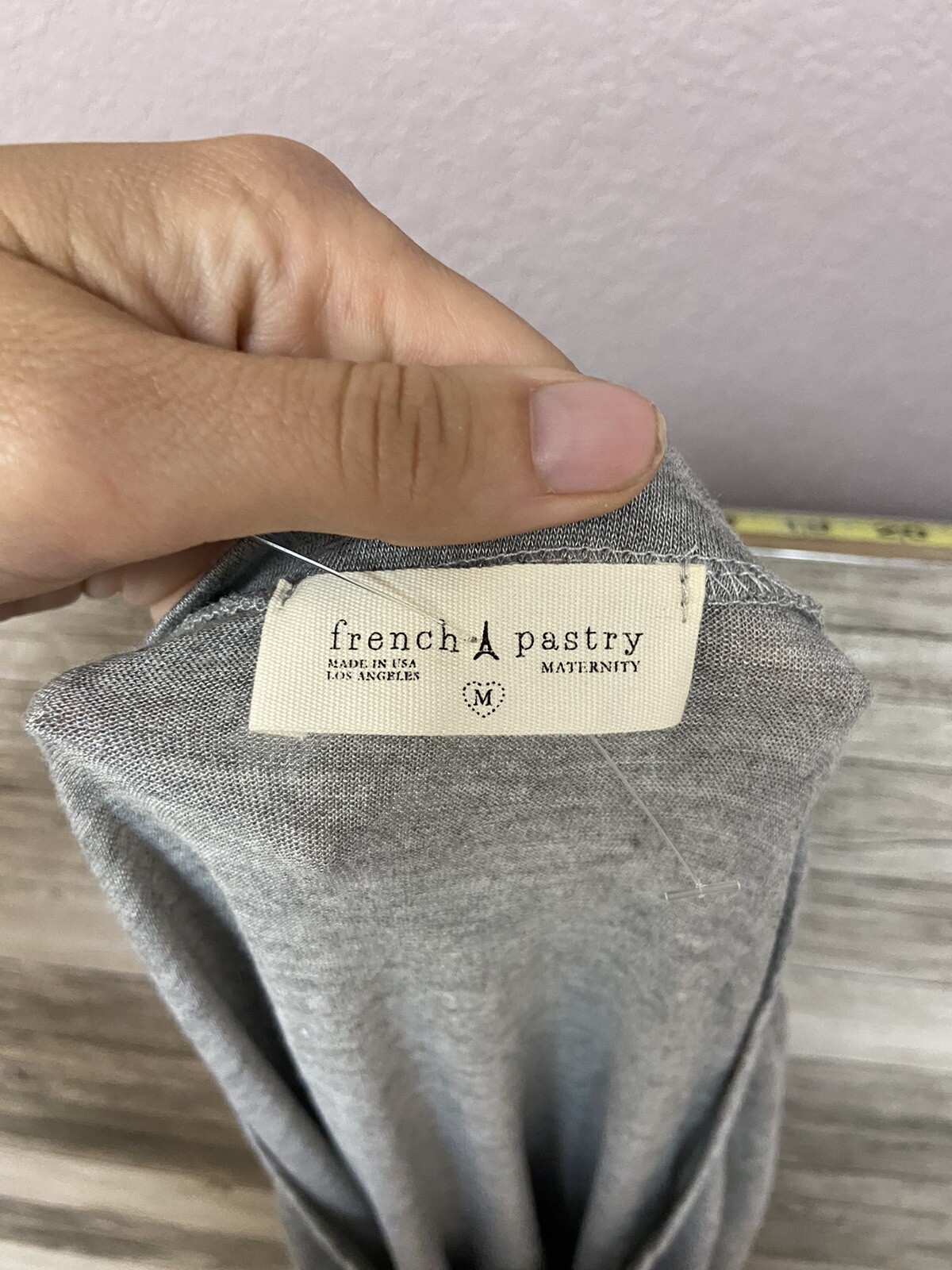 French Pastry Short Sleeve “Preggers” Shirt Size Medium Womens Gray New NWT Top