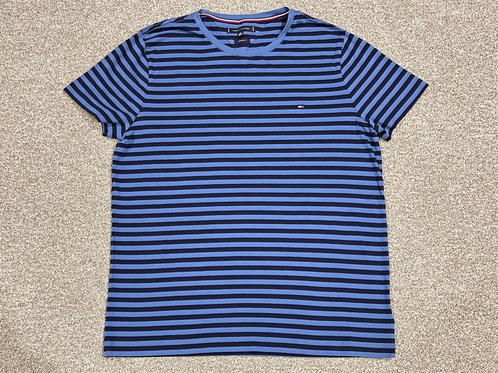 632 Tommy Hilfiger Women’s Size XL Extra Slim Fit Blue Striped- Cotton Shirt