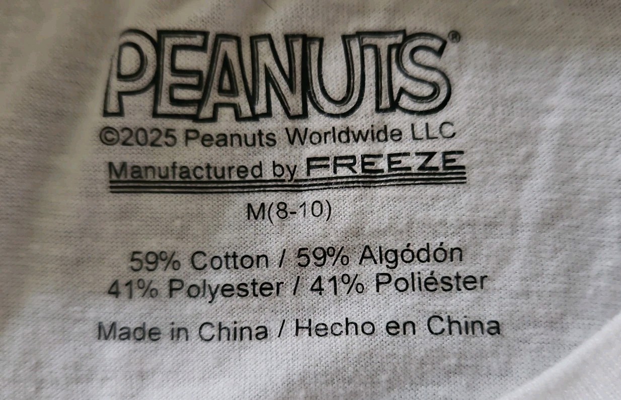 2 Peanuts Worldwide T-Shirts 2023 Snoopy & Woodstock 2025 Airplane Mode size M
