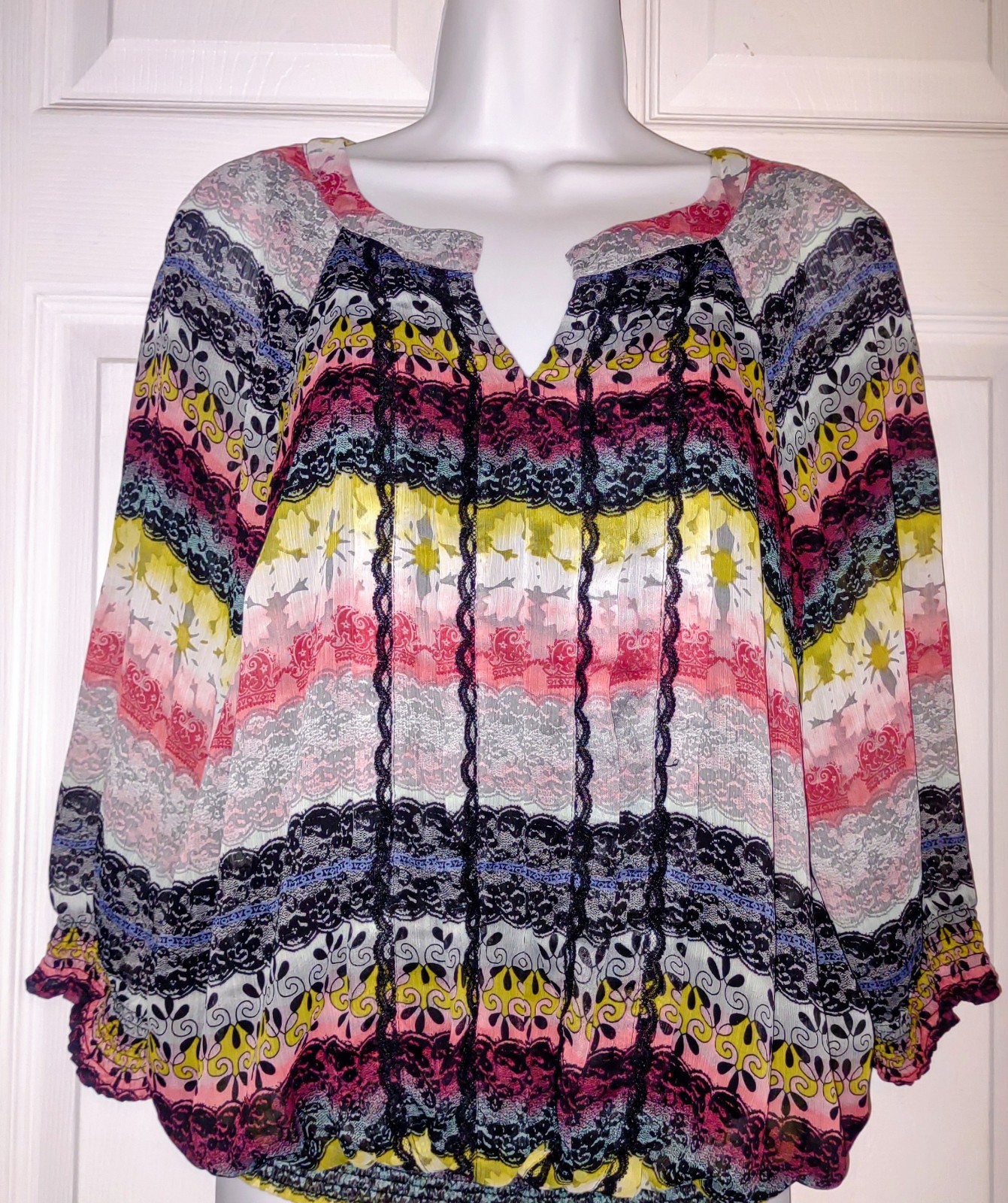 CHRISTOPHER BANKS Blue,Black, Aqua,Pink, White Yellow, Fushia , Striped Bohemian