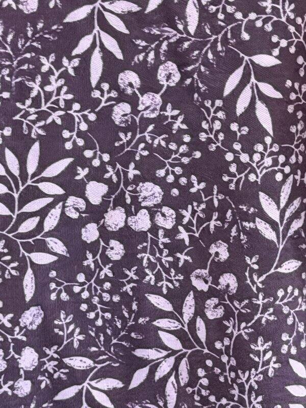 LL Bean Womens Interlock Notch Neck 3/4 Sleeve Shirt Purple Woodland Print New L