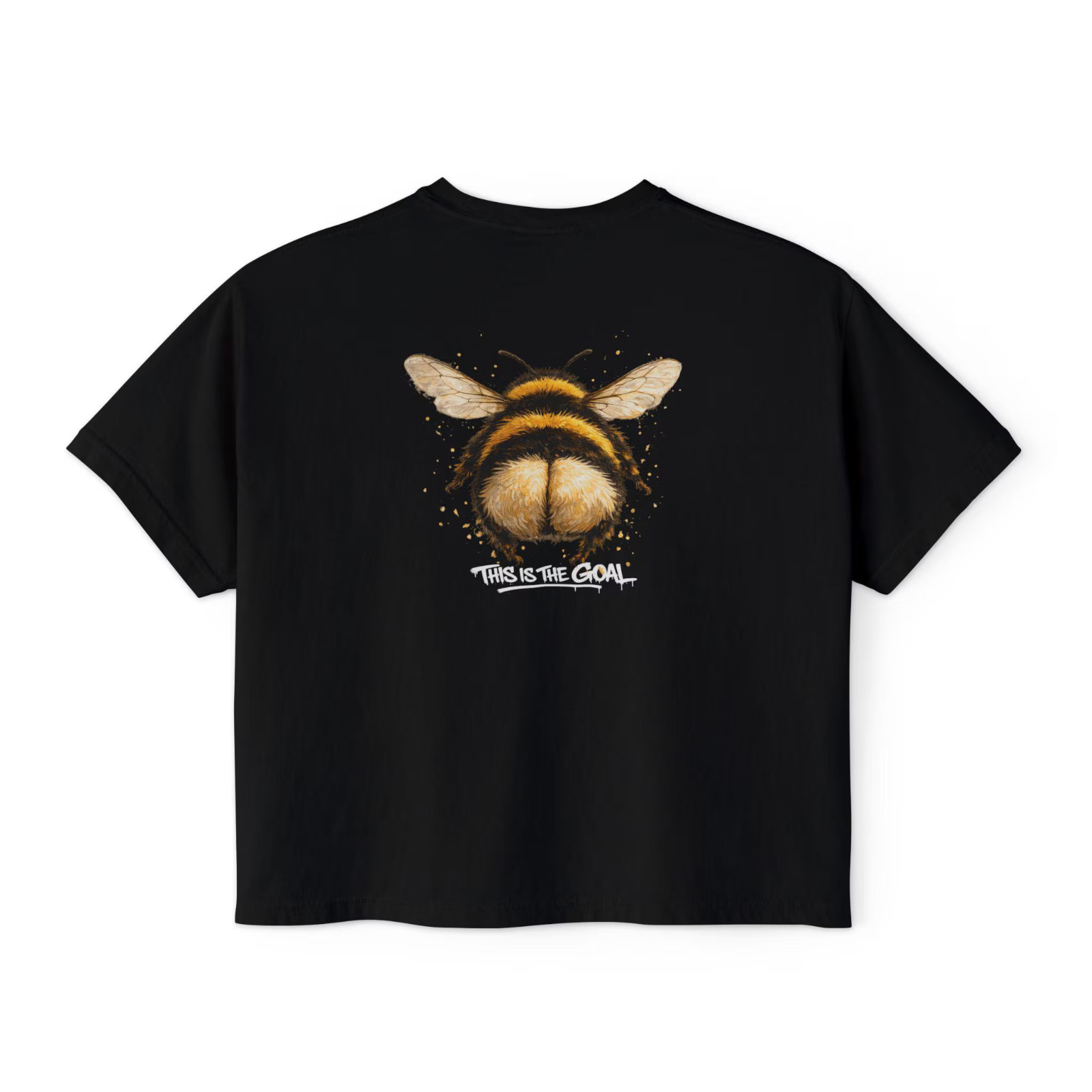 Fluffy Booty Gym Bumblebee Illustration design Tee | Boxy Crop Shirt | Gym