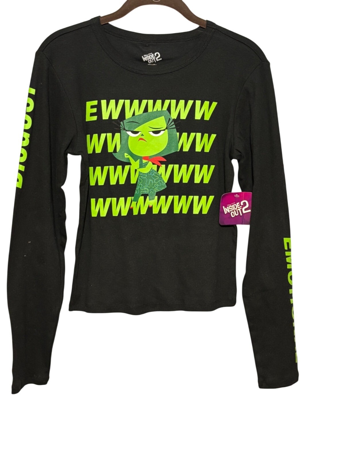 Disney Pixar Inside Out 2 Disgust Long Sleeve Black Shirt M Cotton Women Top NWT