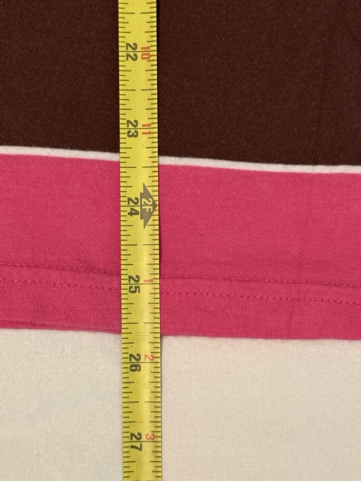 Vintage Arizona Jean Company Rugby Striped Polo Shirt Pink Brown Women’s Retro L