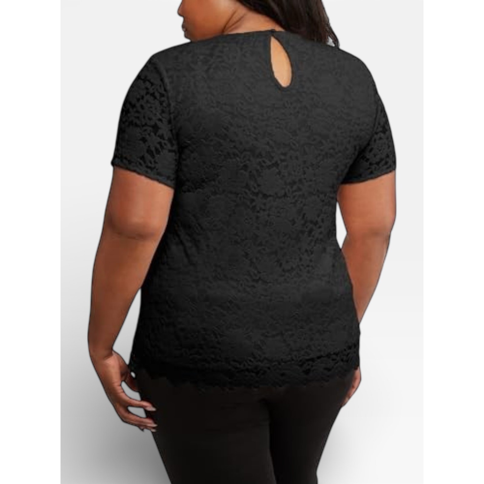Teddi Rose Lace Keyhole Top Women XL Black NWT