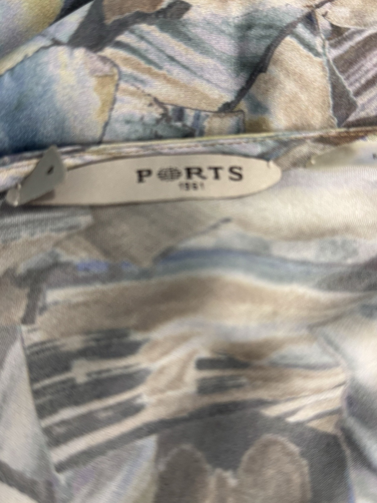 New $695 Ports 1961 Silk 2 Pc Blouse Sapphire Mix Flow drape Sleeve Top Shirt 4