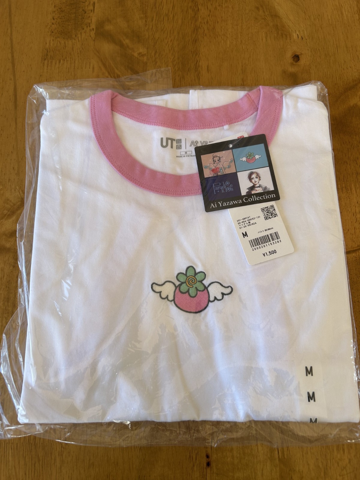 Ai Yazawa UT Uniqlo Japan Limited Ringer T-Shirt White Pink Trim Size M New
