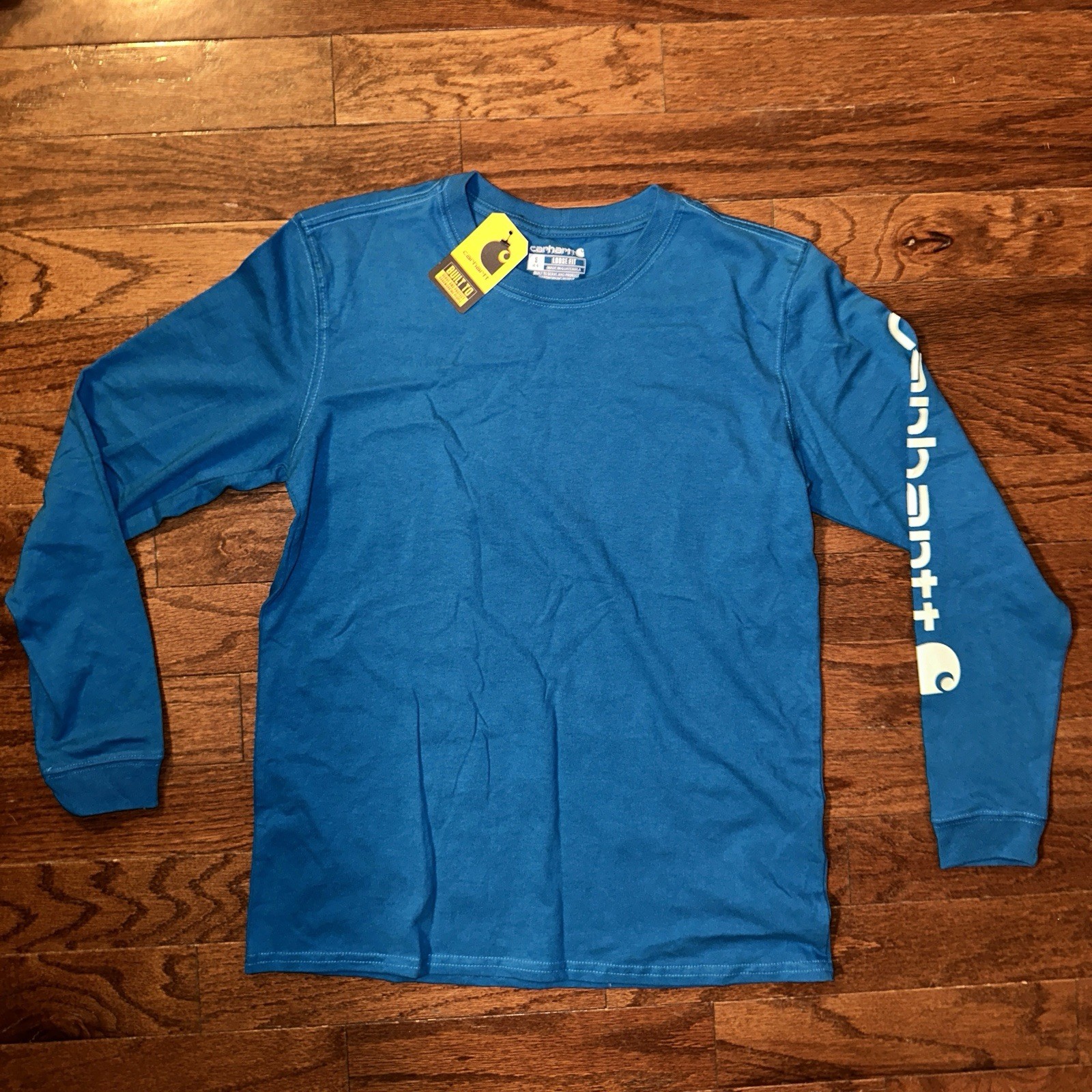 Carhartt Women’s S Loose Fit Heavyweight Long Sleeve Logo Tee Blue TK0231-W NWT