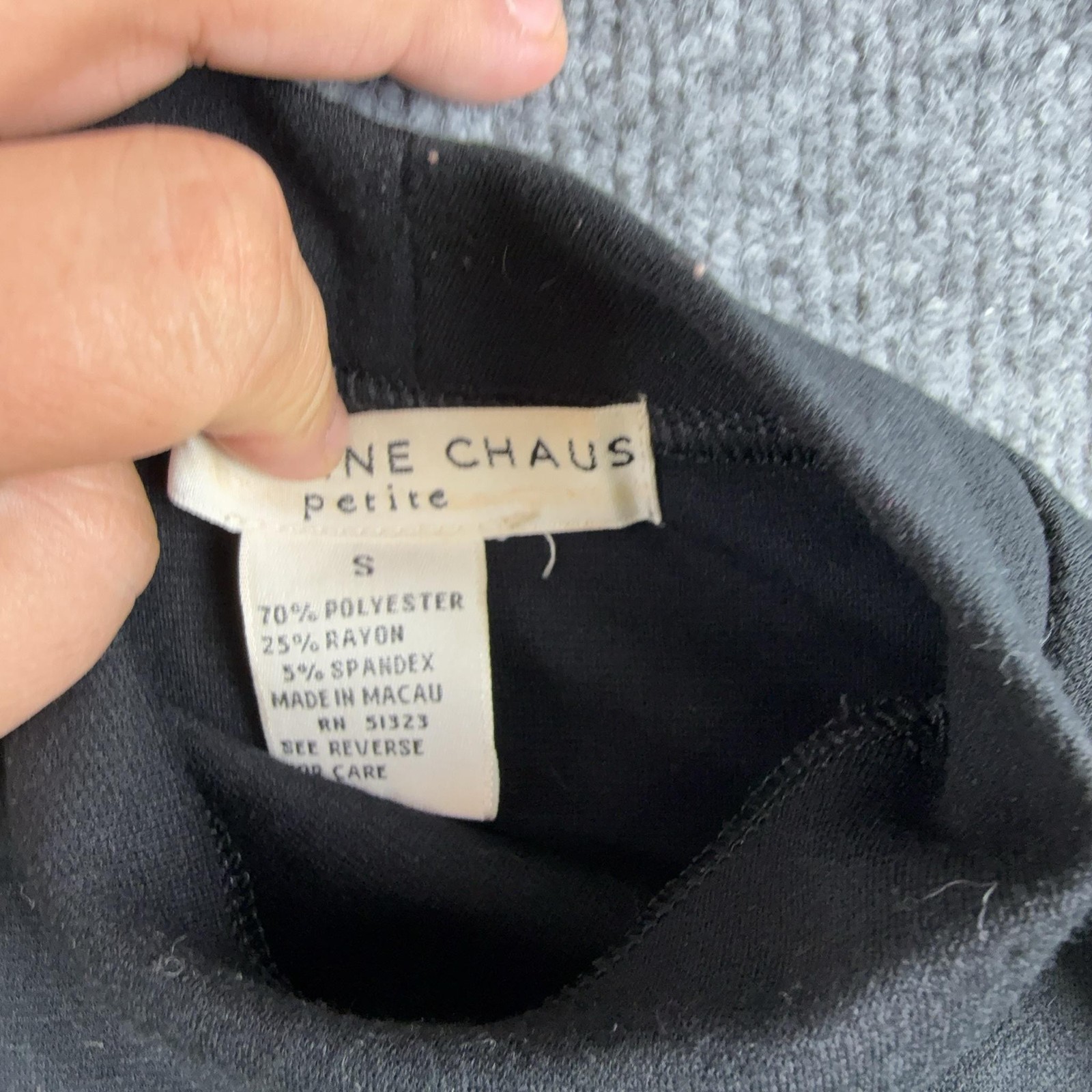 Josephine Chaus Shirt Womens Petite Small Black Mock Neck 3/4 Sleeve Basic Top