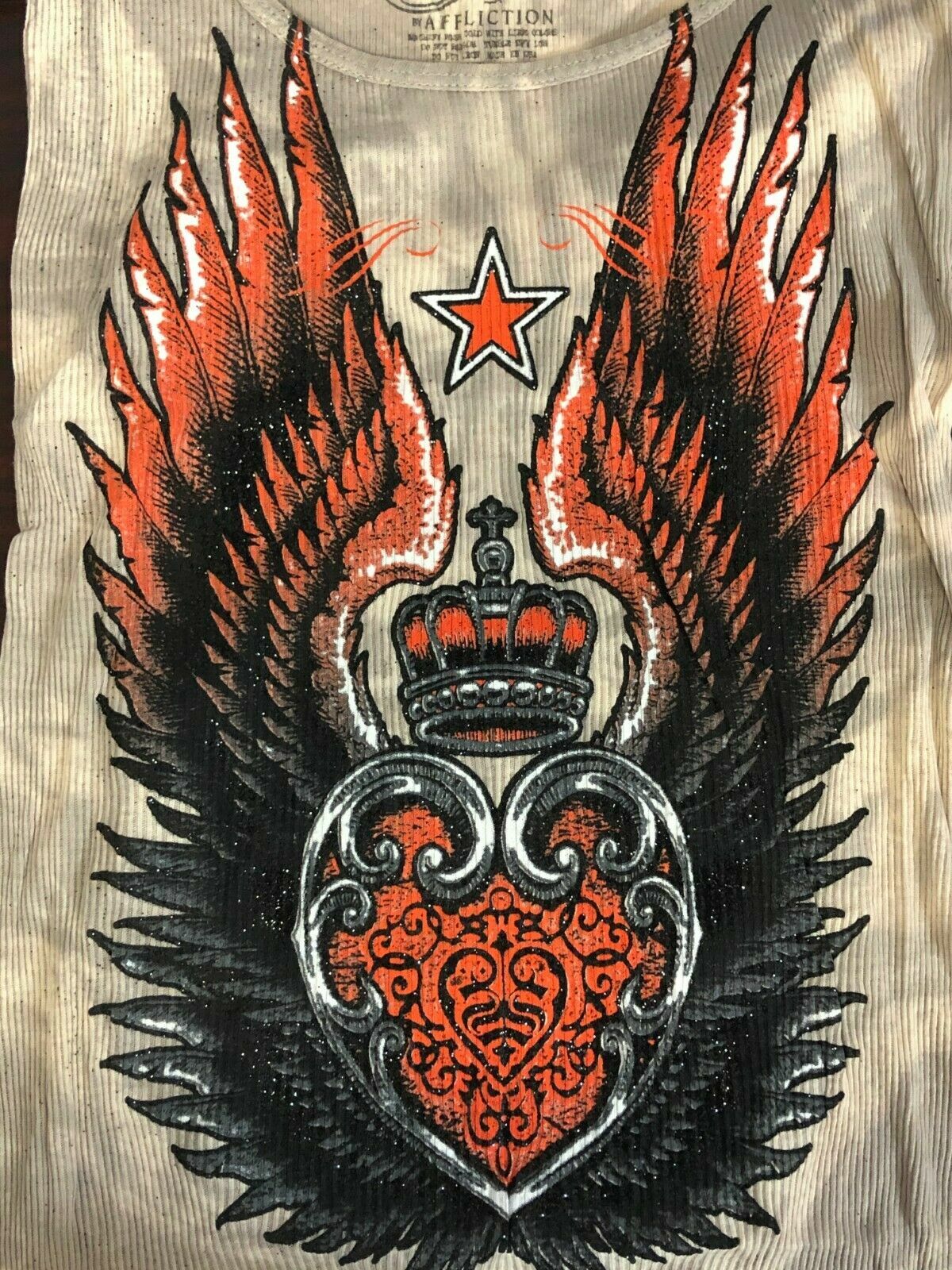 Sinful AFFLICTION Womens T-Shirt ESTRELLA TANK Athletic Wings Biker MMA