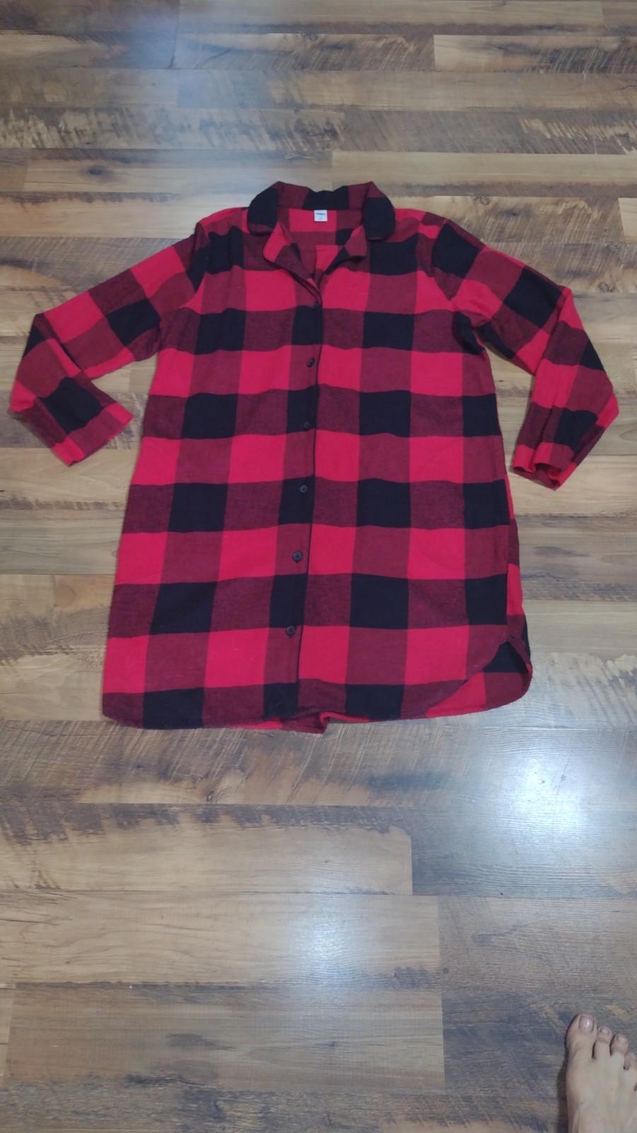 Old Navy Buffalo Plaid Cotton Flannel Night Shirt Size Large