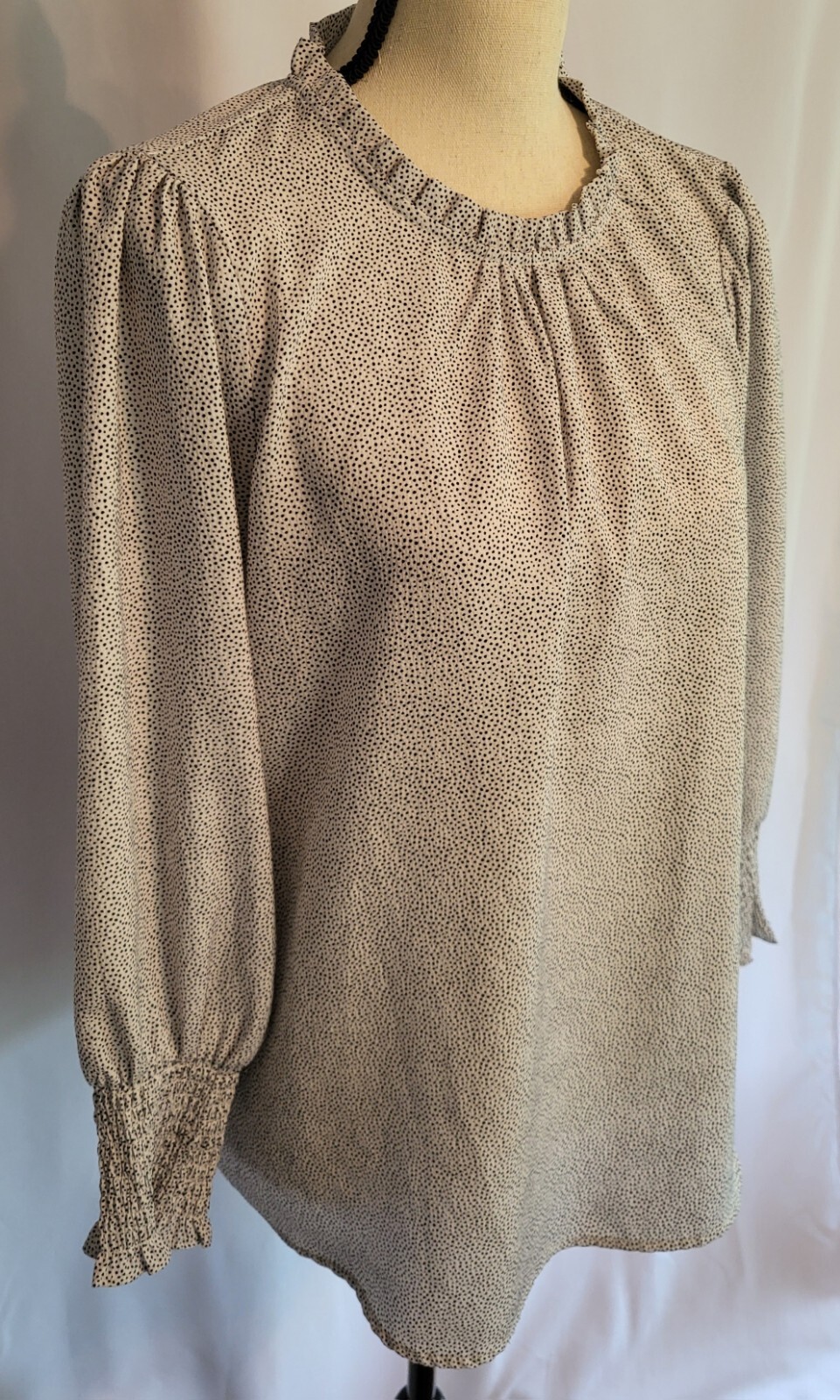 Anthropologie Ruffle Blouse Top L High Neck Lightweight ♡ Maison D’Amelie