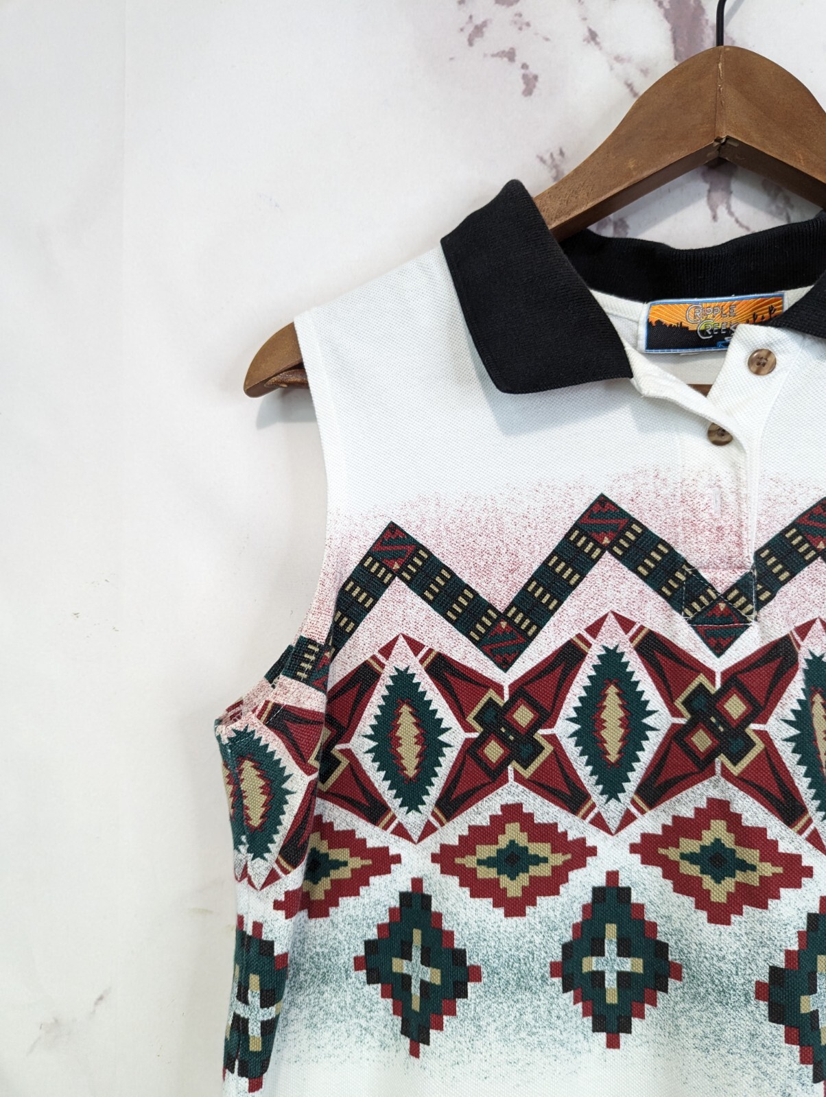Vintage Top Women Large Tank Southwest Sleeveless Shirt 90s Polo Aztec